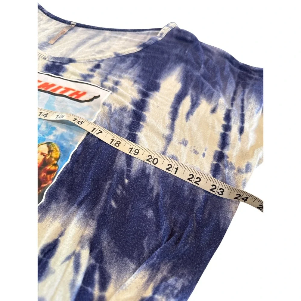 Aerosmith Blue White Tie Dye‎ Rock Bank Long T-Shirt Dress Ladies 2XL